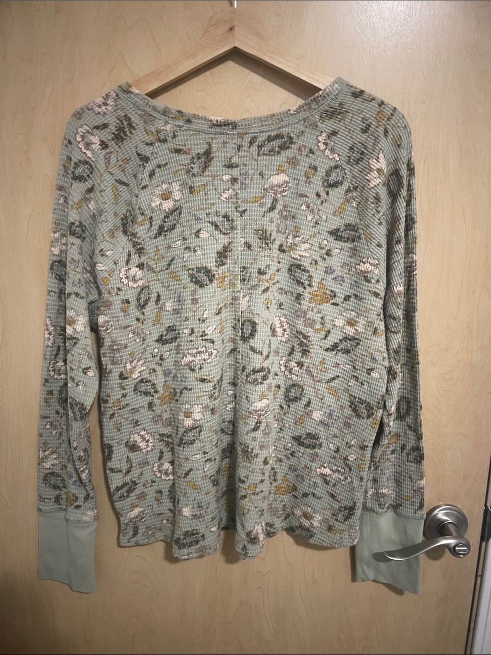Knox Rose Sage Boho Floral Waffle-Knit Long Sleeve Top XXL - Picture 6 of 10